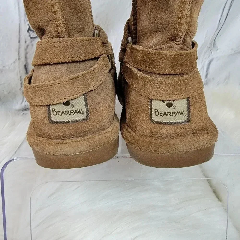 Bearpaw ADELE Brown Suede Winter Boots Ankle‎ Top Comfort Pull On Round Toe Sz 7